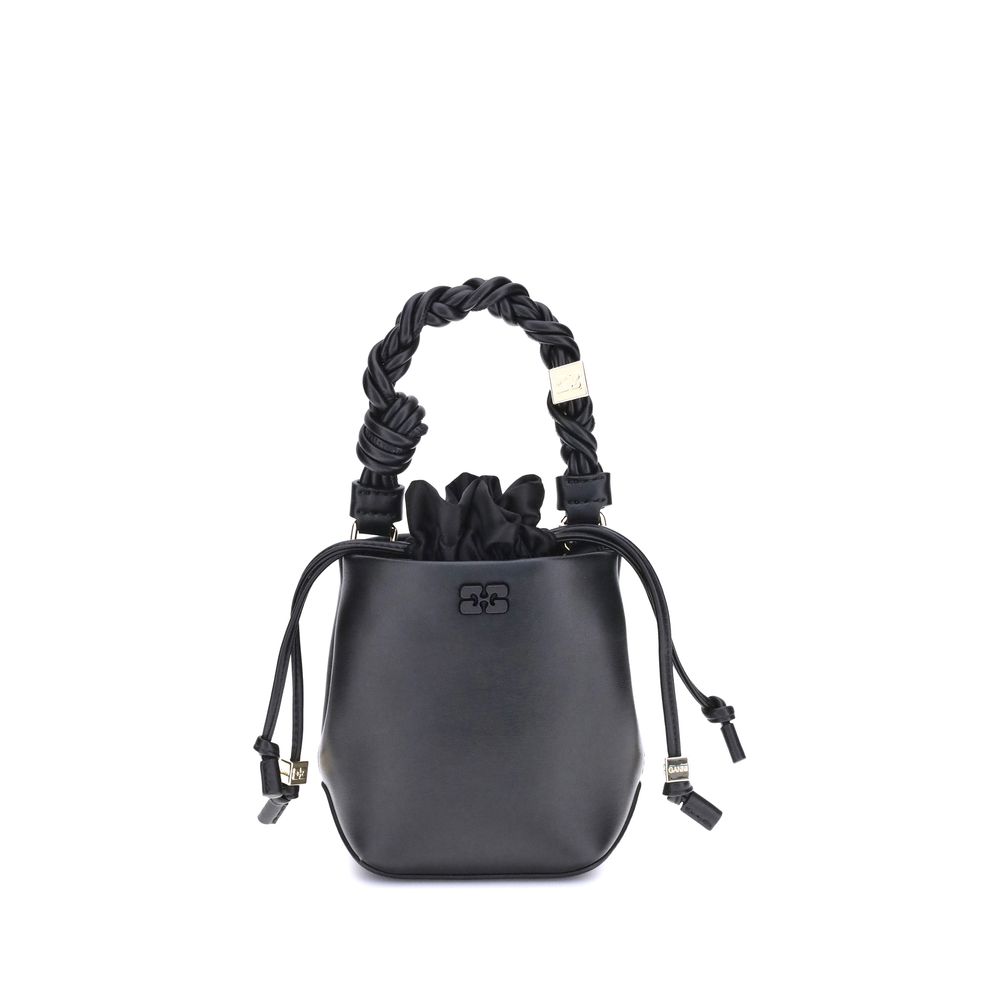 Ganni Schwarze Bucket Bag aus recyceltem Leder